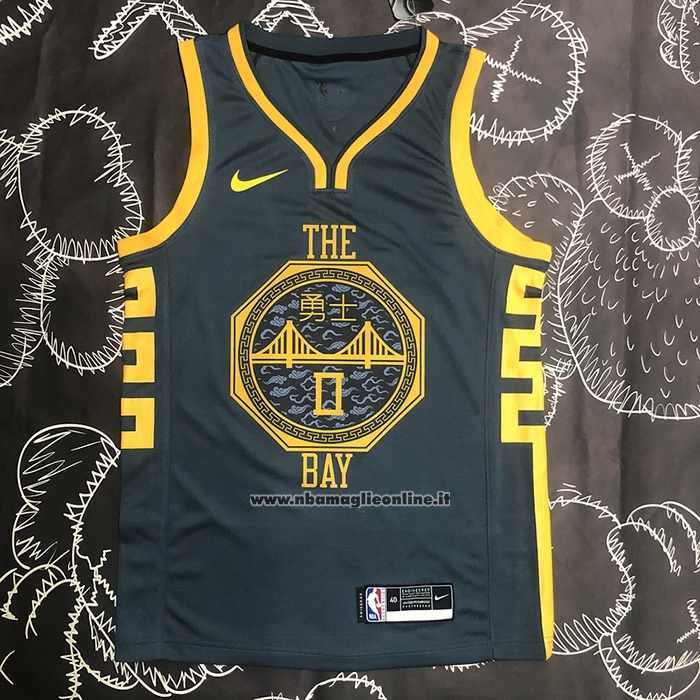 Maglia Golden State Warriors Gary Payton II #0 Citta 2018-19 Blu